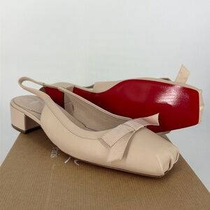 Christian Louboutin 40 Mamaflirt Sling 30mm Nude Leche Ballerina Slingbacks E955